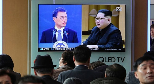 North and South Korean leaders on TV